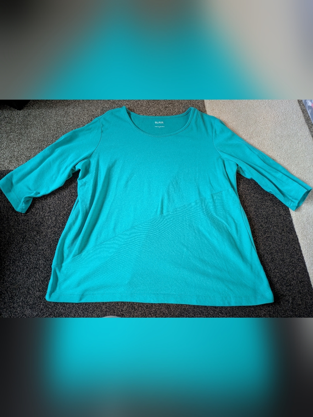 Teal Block Scoop Neck Shirt